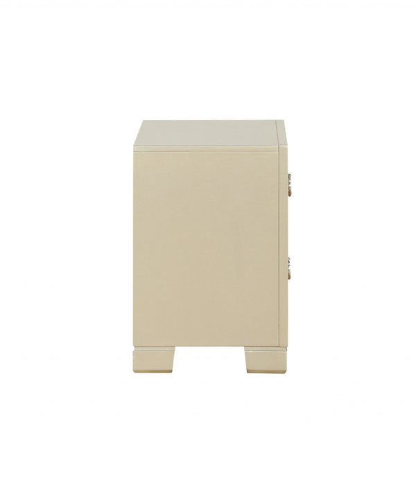 Homeroots 15" X 22" X 23" Champagne Wood Mirror Veneer Nightstand   347149