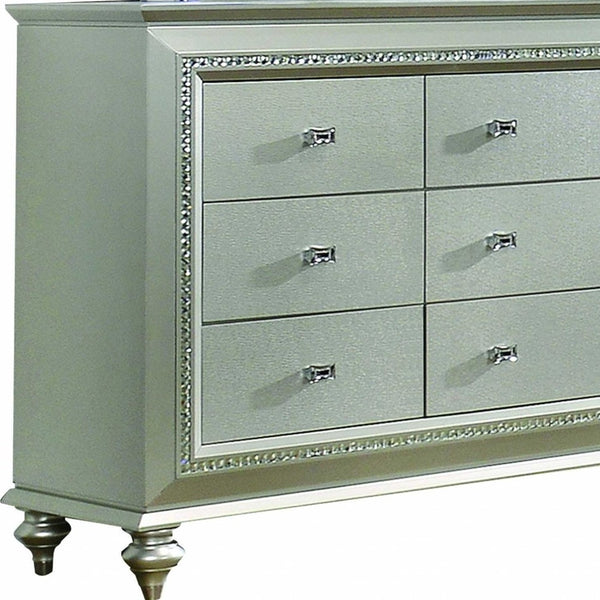 Homeroots 18" Champagne Solid Wood Double Dresser  Solid Wood 347171