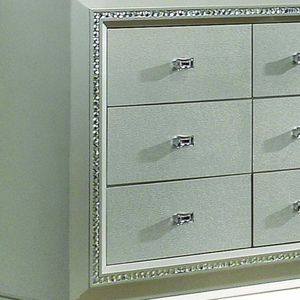 HomeRoots 18" Elegant Champagne Solid Wood Double Dresser - Stylish Storage Solution for Modern Bedrooms 9 347171