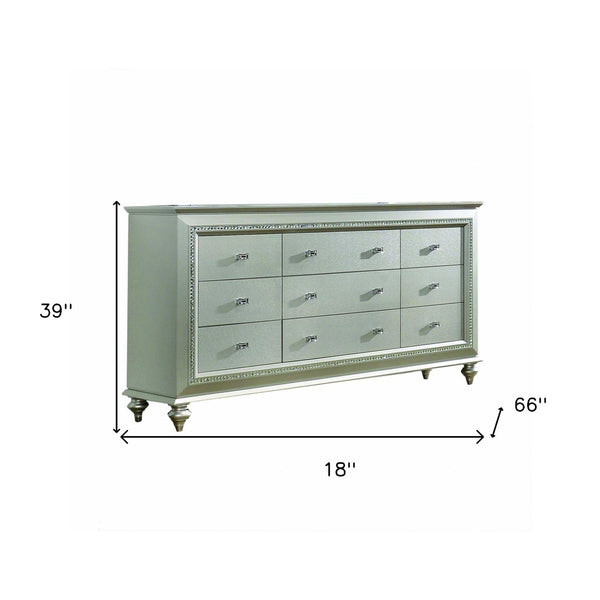 HomeRoots 18" Elegant Champagne Solid Wood Double Dresser - Stylish Storage Solution for Modern Bedrooms 9 347171