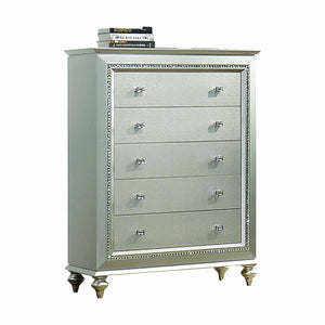 Homeroots 18" Champagne Five Drawer Standard Chest  Manufactured Wood 347172