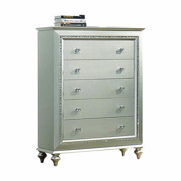 Homeroots 18" Champagne Five Drawer Standard Chest  Manufactured Wood 347172