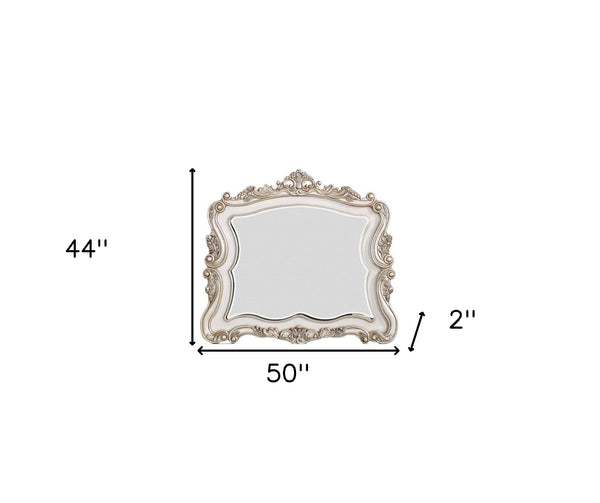 Homeroots 44" White Novelty Solid Wood Framed Dresser Mirror  Wood 347175
