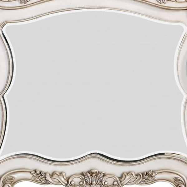 Homeroots 44" White Novelty Solid Wood Framed Dresser Mirror  Wood 347175