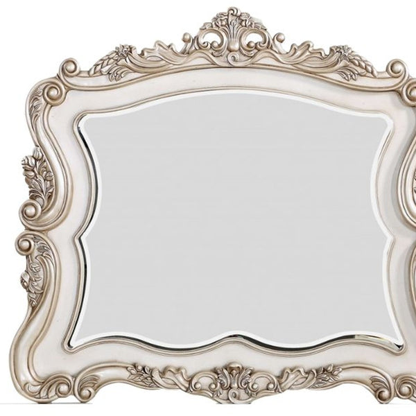Homeroots 44" White Novelty Solid Wood Framed Dresser Mirror  Wood 347175