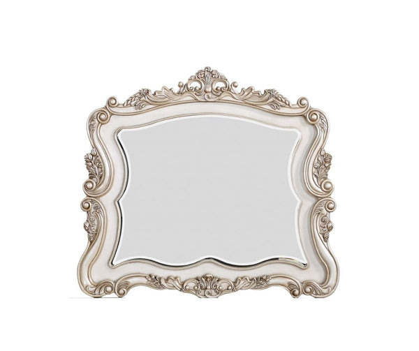 Homeroots 44" White Novelty Solid Wood Framed Dresser Mirror  Wood 347175