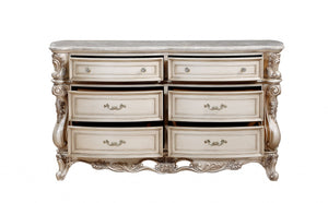 Homeroots 21" Beige Solid Wood Double Dresser  Solid Wood 347176