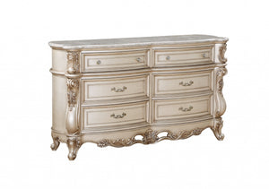 Homeroots 21" Beige Solid Wood Double Dresser  Solid Wood 347176