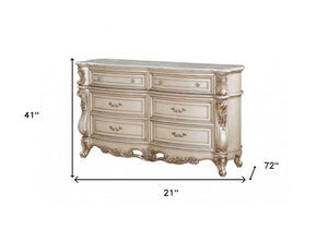 HomeRoots 21" Beige Solid Wood Double Dresser - Timeless Design with Ample Storage for Organized Bedrooms 6 347176
