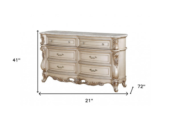 HomeRoots 21" Beige Solid Wood Double Dresser - Timeless Design with Ample Storage for Organized Bedrooms 6 347176