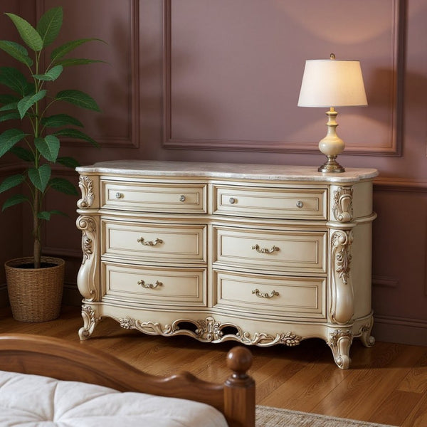 HomeRoots 21" Beige Solid Wood Double Dresser - Timeless Design with Ample Storage for Organized Bedrooms 6 347176