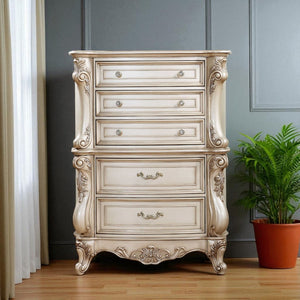 HomeRoots 21" Beige Solid Wood Double Dresser - Timeless Design with Ample Storage for Organized Bedrooms 5 347177