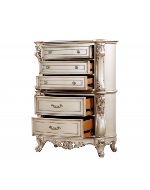 Homeroots 21" X 42" X 56" Antique White Wood Chest  Solid Wood 347177