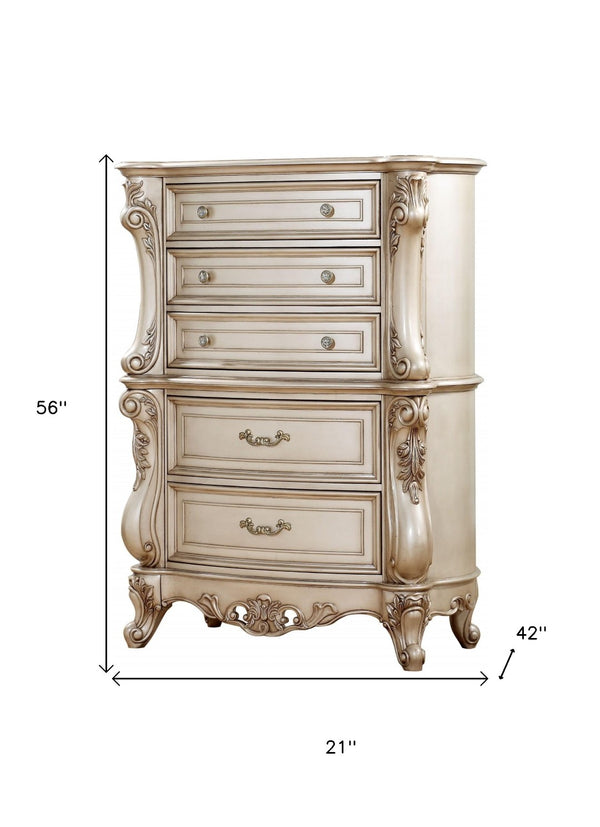 HomeRoots 21" Beige Solid Wood Double Dresser - Timeless Design with Ample Storage for Organized Bedrooms 5 347177