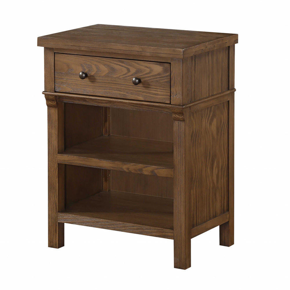 Homeroots 17" X 24" X 30" Reclaimed Oak Wood Nightstand   347184