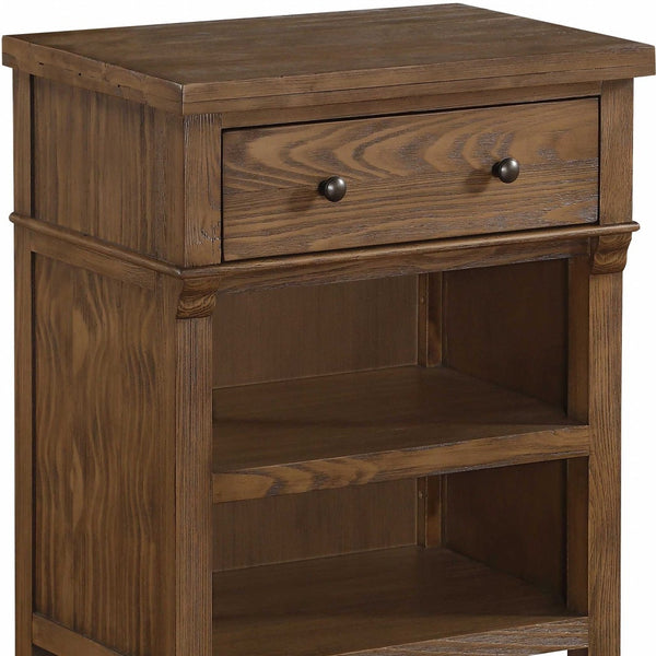 Homeroots 17" X 24" X 30" Reclaimed Oak Wood Nightstand   347184
