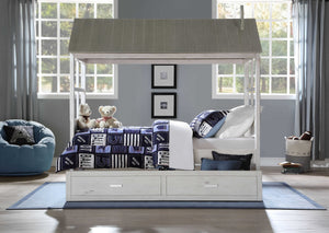 Homeroots Twin White Two Drawers Bed  Manufactured Wood 347190