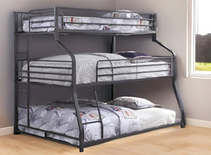 Homeroots 62" X 83" X 74" Gunmetal Metal Triple Bunk Bed  Twinfullqueen  Metal 347194