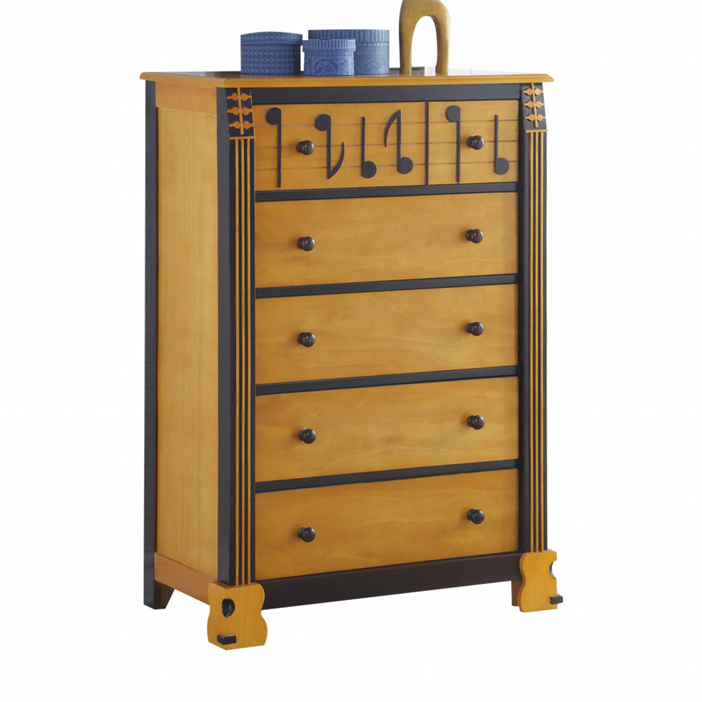 Homeroots 18" X 33" X 48" Honey Oak Espresso Wood Chest  Solid Wood 347199