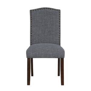 English Elm 7pc Acacia Wood Dining Set Nailhead Parsons Chairs Formal Rectangle Table Seats Six Dark Brown,Gray B011S02239