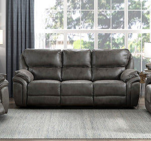 English Elm Plush Microfiber 3 Piece Reclining Sofa Set with Console Storage for Family Rooms Gray B011S01292
