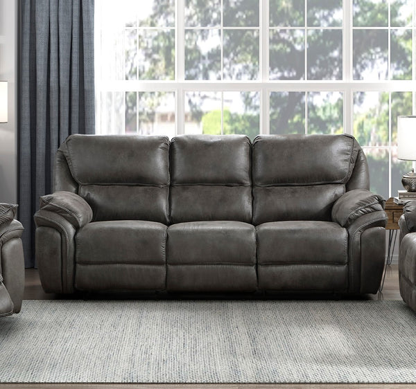 English Elm Plush Microfiber 3 Piece Reclining Sofa Set with Console Storage for Family Rooms Gray B011S01292