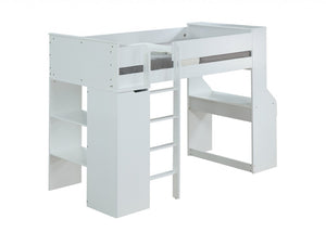 HomeRoots Wood Twin Loft Bed Elevated Sleeping Frame for Kids Bedroom Space Saving Design 347201