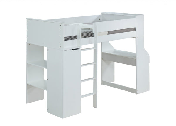 HomeRoots Wood Twin Loft Bed Elevated Sleeping Frame for Kids Bedroom Space Saving Design 347201