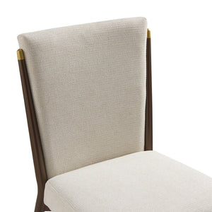 English Elm Armless Dining Chairs Iron Frame Wood Grain Finish Ergonomic Cushioned Seat Set of 2 Brown+Beige N771P345829W
