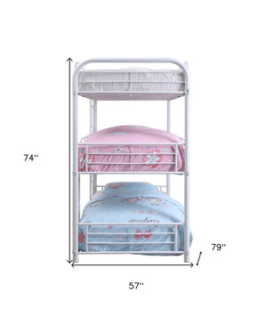 Homeroots 57" X 79" X 74" White Metal Triple Bunk Bed - Full White Metal 347210