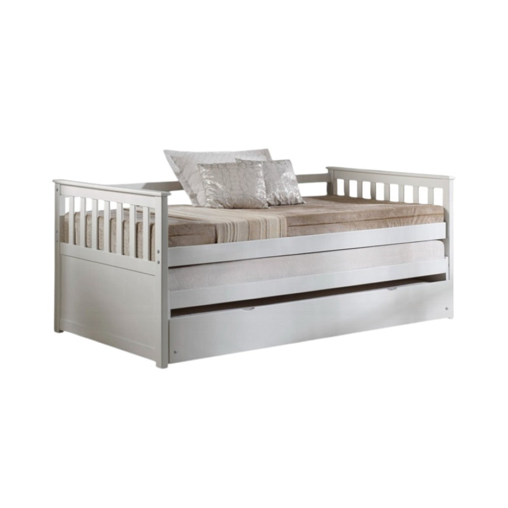 HomeRoots Gray Twin Bed Frame with Trundle - Stylish Space-Saving Solution for Kids, Guests, or Compact Rooms 347211