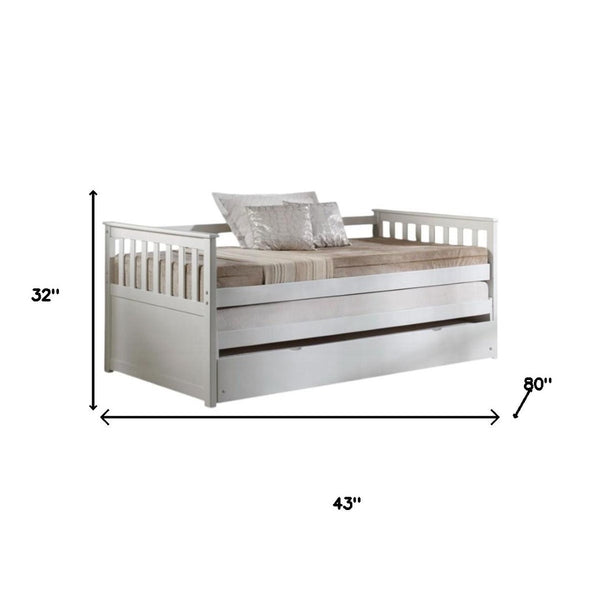 HomeRoots Gray Twin Bed Frame with Trundle - Stylish Space-Saving Solution for Kids, Guests, or Compact Rooms 347211