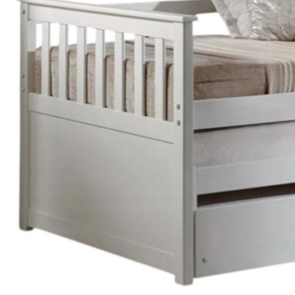 HomeRoots Gray Twin Bed Frame with Trundle - Stylish Space-Saving Solution for Kids, Guests, or Compact Rooms 347211