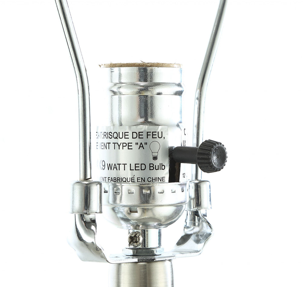 Homeroots 15" X 15" X 32" Brushed Nickel Metal Glass Led Shade Table Lamp   347215