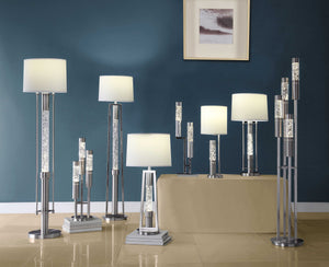 Homeroots 15" X 15" X 32" Brushed Nickel Metal Glass Led Shade Table Lamp   347215