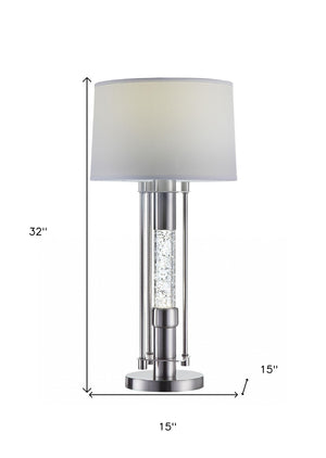 HomeRoots 32" Silver Table Lamp - Stylish Gray Shade for Elegant Ambiance in Modern Living Spaces, Durable Design 347215