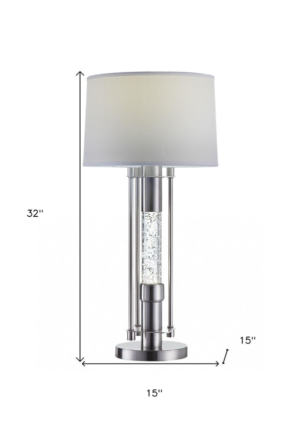HomeRoots 32" Silver Table Lamp - Stylish Gray Shade for Elegant Ambiance in Modern Living Spaces, Durable Design 347215