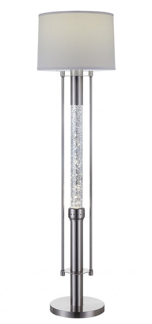 Homeroots 15" X 15" X 58" Brushed Nickel Metal Glass Led Shade Floor Lamp  Metal 347216