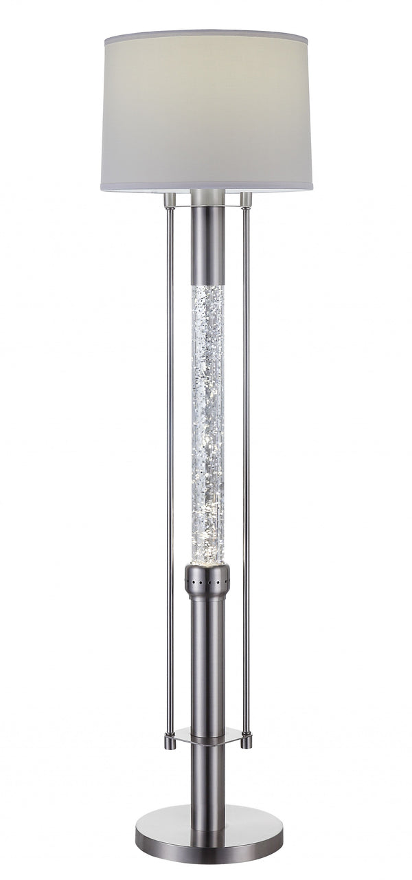 Homeroots 15" X 15" X 58" Brushed Nickel Metal Glass Led Shade Floor Lamp  Metal 347216