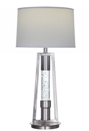 HomeRoots 31" Modern Silver Table Lamp with Gray Fabric Shade - Stylish Ambient Lighting for Home Décor 347217