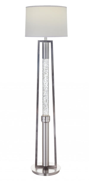 Homeroots 15" X 15" X 58" Brushed Nickel Metal Glass Led Shade Floor Lamp  Metal 347218