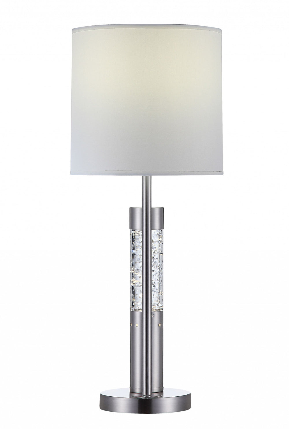 Homeroots Brushed Nickel Sequin Glass Led Table Lamp   347219