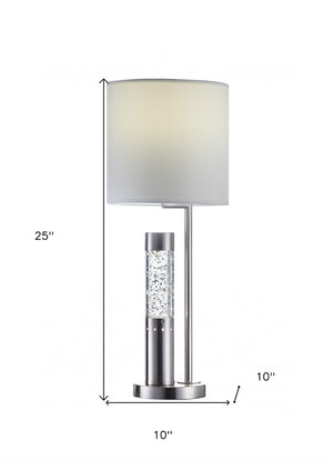 HomeRoots 25" Silver Table Lamp - Modern Elegance with Gray Shade, Perfect for Cozy Living Rooms & Offices 347219