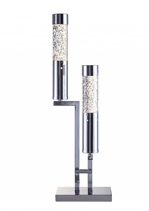 Homeroots Chic Chrome Metal Glass Led Table Lamp   347222