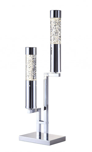 HomeRoots 28" Silver Two-Light Table Lamp – Modern Design with Adjustable Brightness for Elegant Home Décor 347222