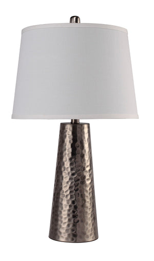 HomeRoots 35" Distressed Brown Metal Table Lamp with Classic White Shade for Versatile Home Décor Illumination 347225