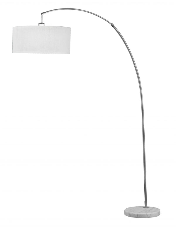 Homeroots Brushed Nickel And Marble Base Arching Floor Lamp  Metal 347227