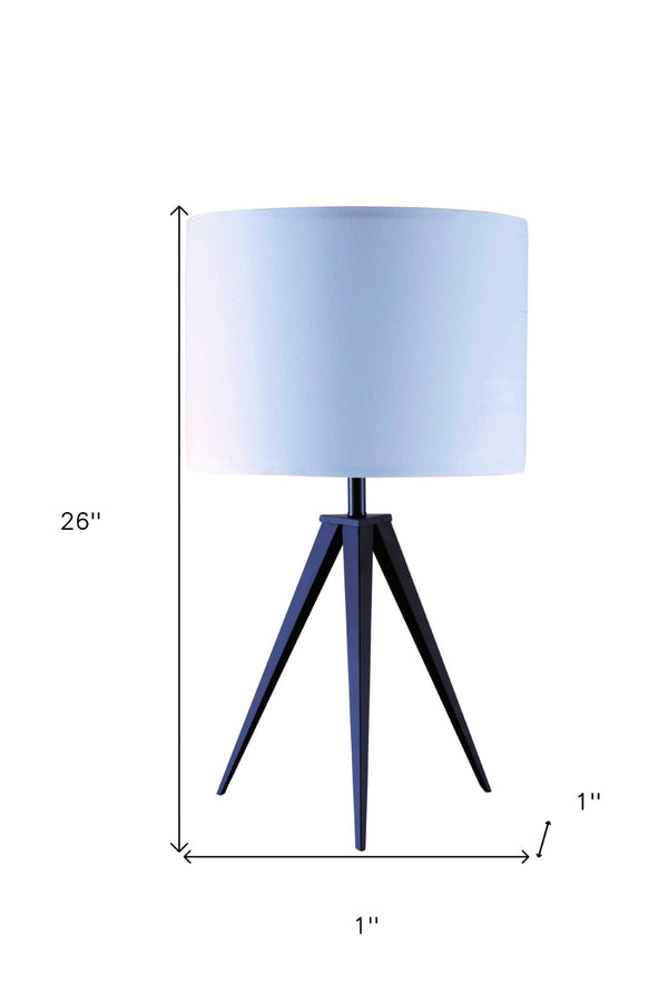 HomeRoots 26" Black Tripod Lamp - Modern Design with Adjustable Brightness & Elegant White Shade for Any Room 347228