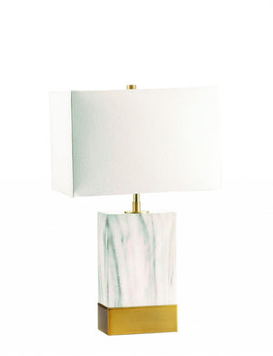 HomeRoots 25" Gold Table Lamp – Elegant Design with White Shade for Warm Ambiance in Any Room Decor 347229