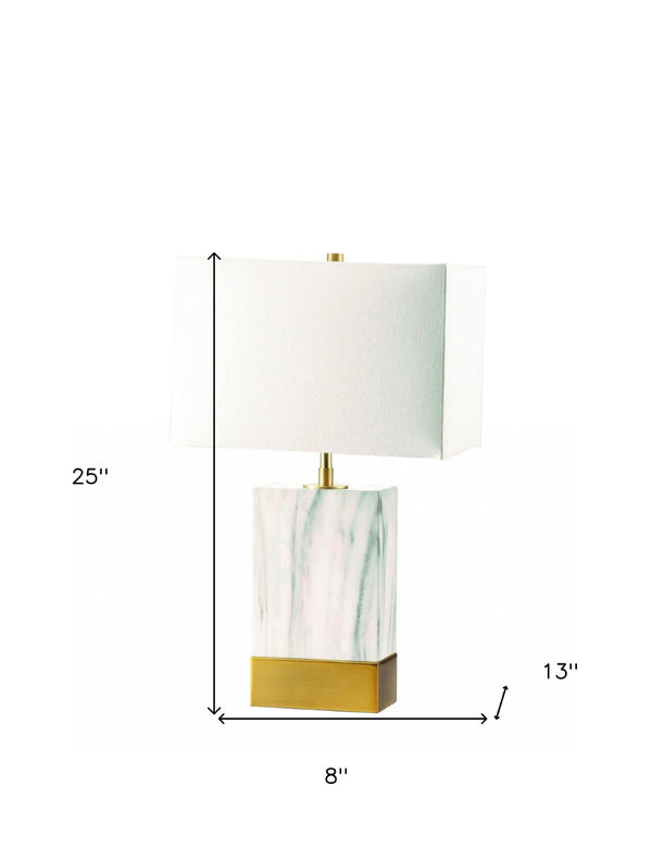 HomeRoots 25" Gold Table Lamp – Elegant Design with White Shade for Warm Ambiance in Any Room Decor 347229